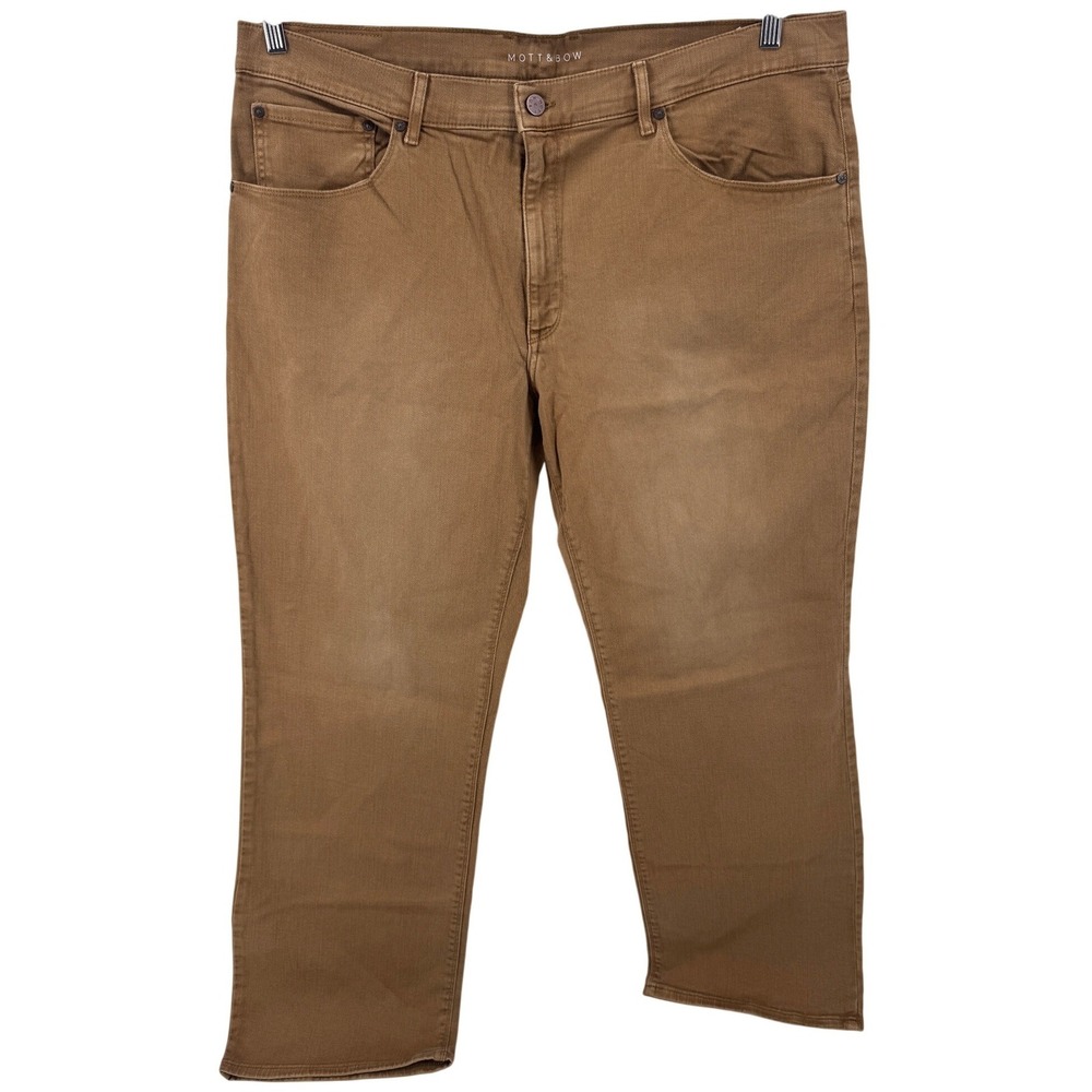 Mott & Bow Jeans Mercer Straight Fit khaki‎ Brown Men's W42 L32 Cotton Elastane